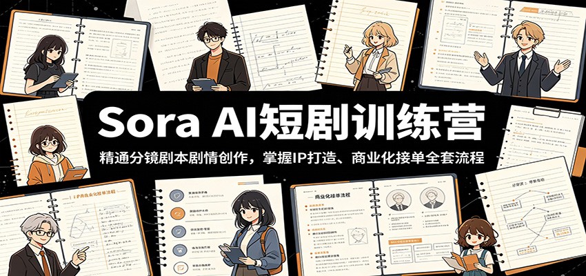 Sora AI短剧训练营：精通分镜剧本剧情创作，掌握IP打造、商业化接单全套流程-靠谱项目库