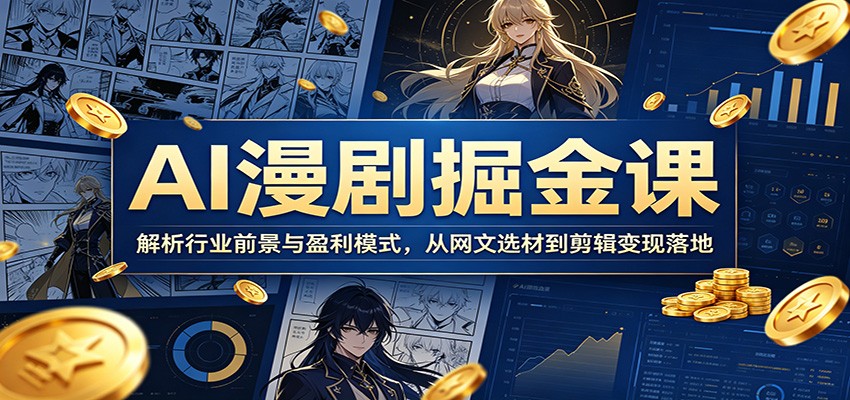 AI漫剧掘金课：解析行业前景与盈利模式，从网文选材到剪辑变现落地-靠谱项目库