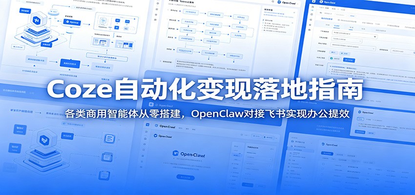 Coze自动化变现落地指南：各类商用智能体从零搭建，OpenClaw对接飞书实现办公提效-靠谱项目库