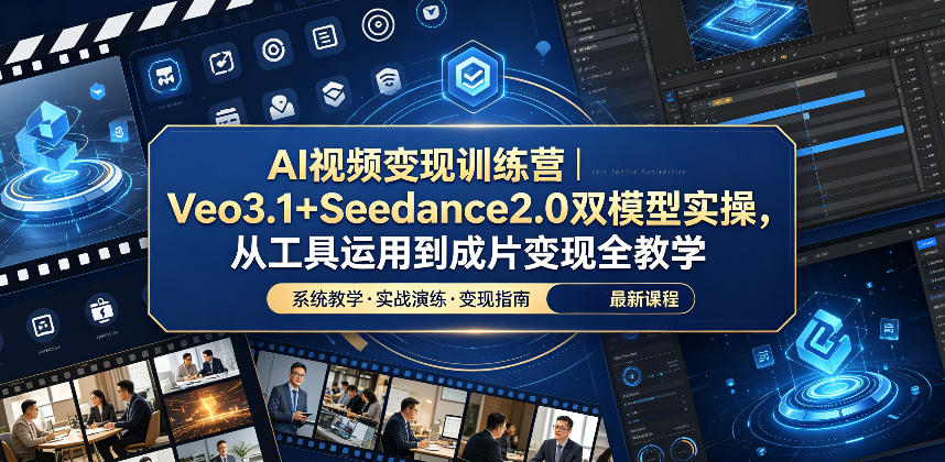 AI视频变现训练营｜Veo3.1+Seedance2.0双模型实操，从工具运用到成片变现全教学-靠谱项目库