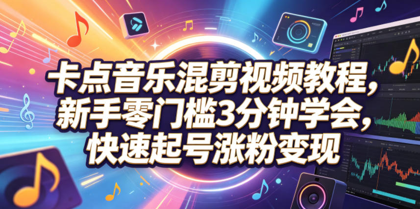 卡点音乐混剪视频教程,新手零门槛3分钟学会,快速起号涨粉变现-靠谱项目库