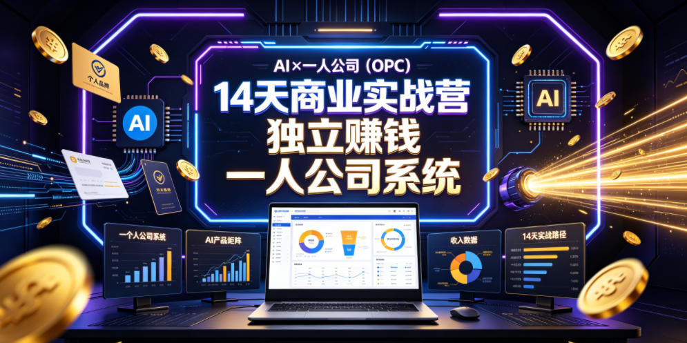 AI×一人公司（OPC）14天商业实战营，用AI帮你搭建一个属于你自己的、能独立賺钱的一人公司系统-靠谱项目库