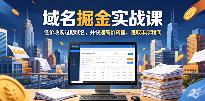 域名交易掘金实战课,低价收购过期域名,并快速高价转售,賺取丰厚利润【原创双语字幕】-靠谱项目库