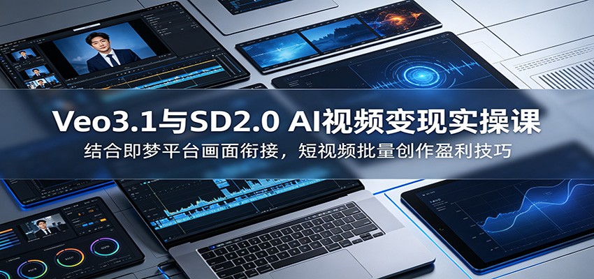 Veo3.1与SD2.0 AI视频变现实操课课:结合即梦平台画面衔接,短视频批量创作盈利技巧-靠谱项目库