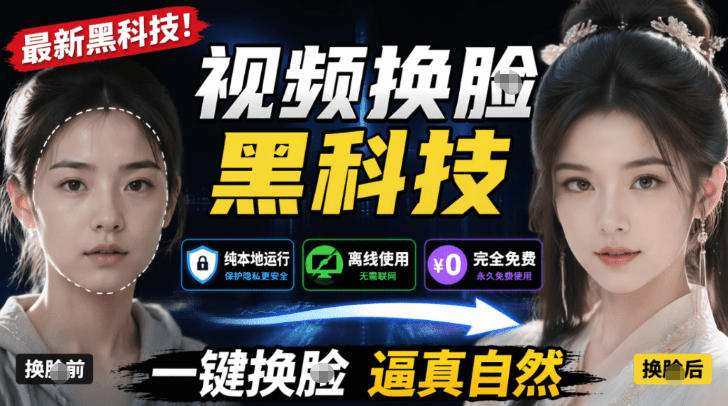 AI人工智能如此夸张？一键视频换Lian黑科技，纯本地离线运行，本地视频换Lian娱乐工具，AI FaceSwap-靠谱项目库