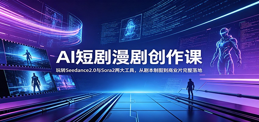 AI短剧漫剧创作课：玩转Seedance2.0与 Sora2两大工具，从剧本制图到商业片完整落地-靠谱项目库