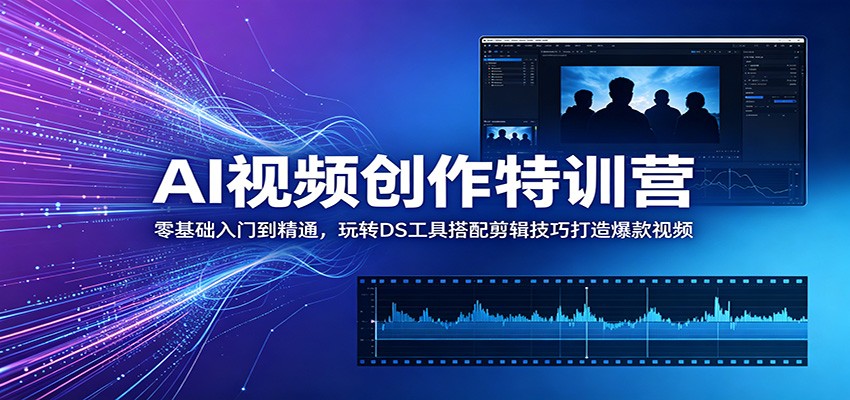 AI视频创作特训营:零基础入门到精通,玩转DS工具搭配剪辑技巧打造爆款视频-靠谱项目库