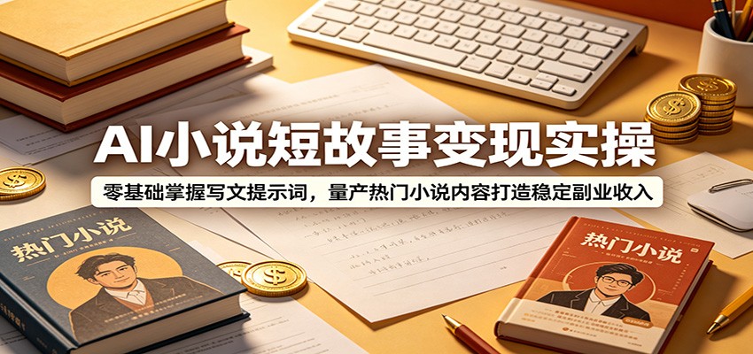AI小说短故事变现实操:零基础掌握写文提示词,量产热门小说内容打造稳定副业收入-靠谱项目库