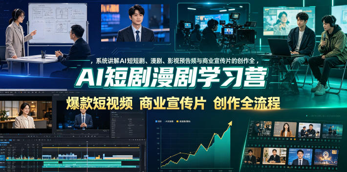 AI短剧漫剧学习营，系统讲解AI短剧、漫剧、影视预告片、爆款短视频与商业宣传片的创作全流程-靠谱项目库