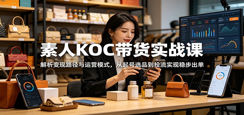 素人KOC带货实战课：解析变现路径与运营模式，从起号选品到投流实现稳步出单-靠谱项目库