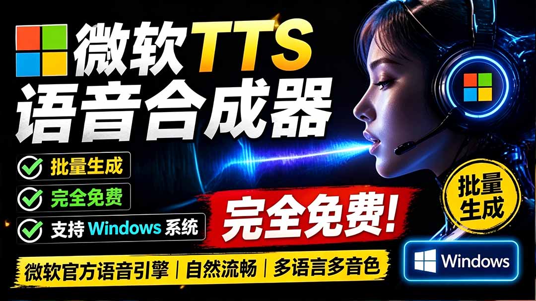 （19494期）微软 TTS 免费语音配音生成器，完全免费，支持多语音、多音色选择，Windows系统专用 TTS语音合成器-靠谱项目库