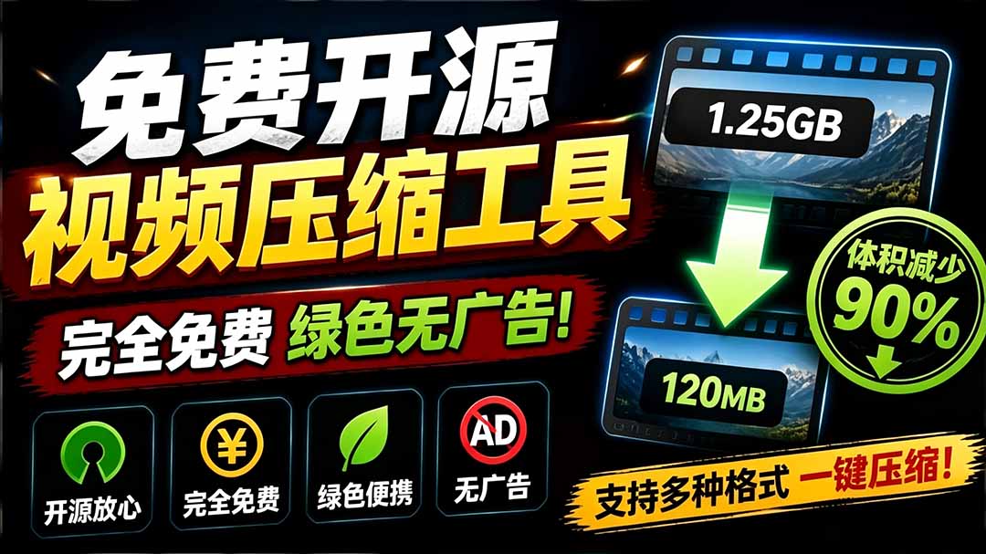 （19495期）Github开源视频压缩瘦身工具，轻松压缩90%，并保持画质清晰，完全免费绿色无广告！VideoSlim-靠谱项目库
