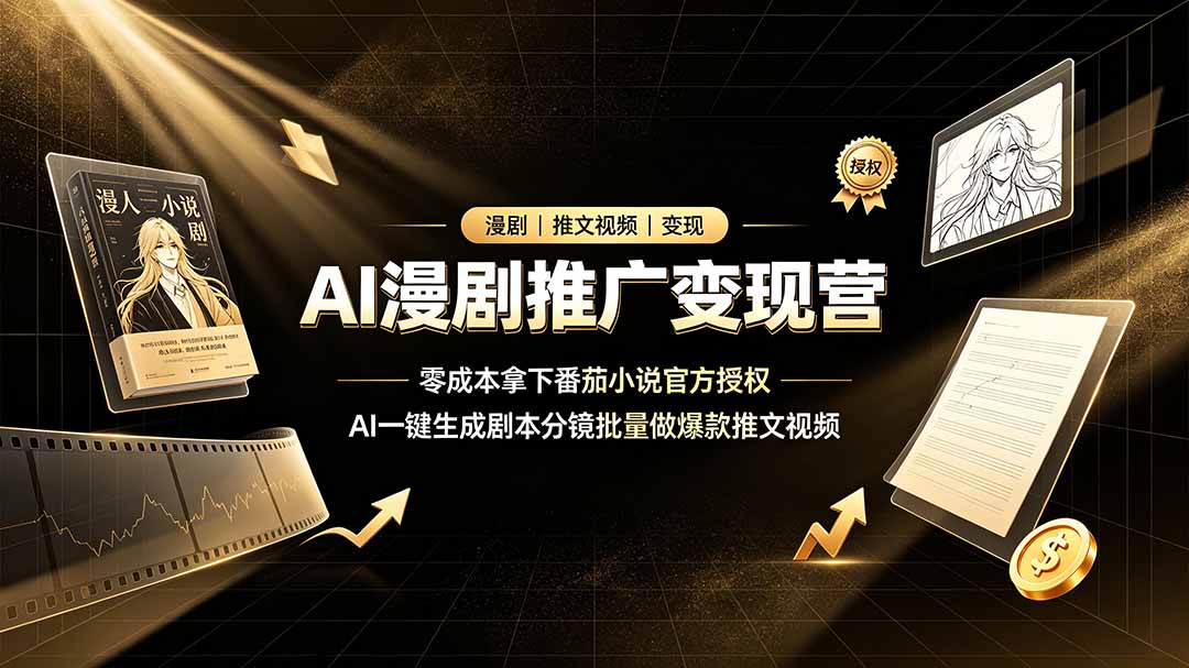 （19193期）AI漫剧推广变现营，零成本拿下番茄小说官方授权，AI一键生成剧本分镜批量做爆款推文视频-靠谱项目库