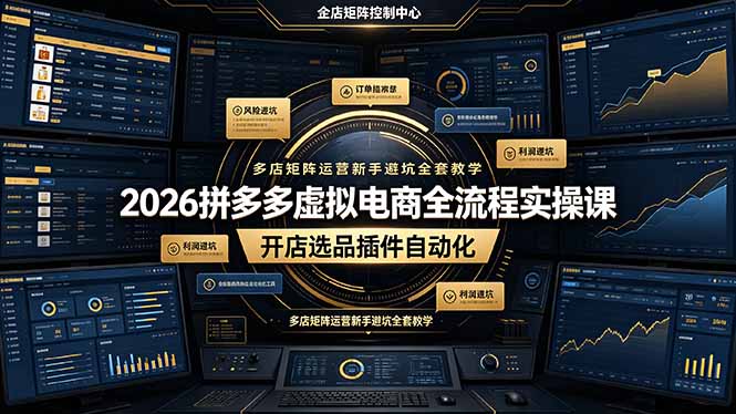 (19136期)2026拼多多虚拟电商全流程实操课,开店选品插件自动化,多店矩阵运营新手避坑全套教学-靠谱项目库