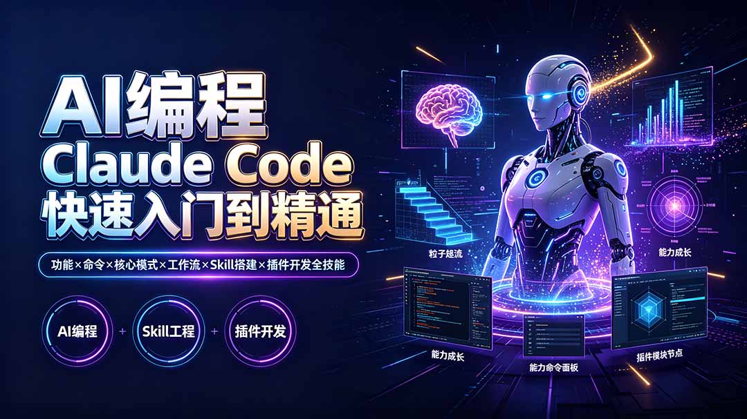 （19306期）AI编程 Claude Code快速入门到精通：功能×命令×核心模式×工作流×Skill搭建×插件开发全技能-靠谱项目库
