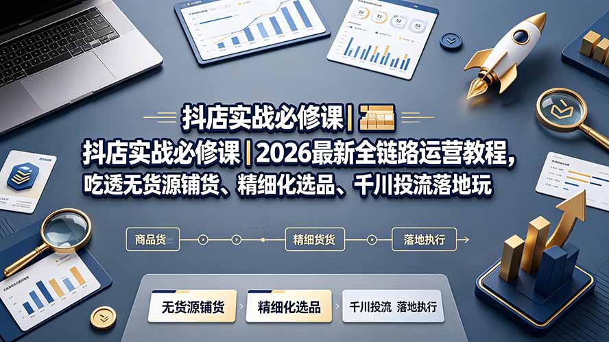 （19549期）抖店实战必修课｜2026最新全链路运营教程，吃透无货源铺货、精细化选品、千川投流落地玩法-靠谱项目库
