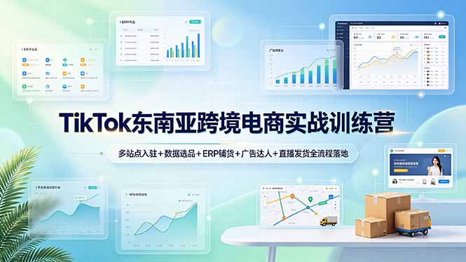 (19155期)TikTok东南亚跨境电商实战训练营:多站点入驻+数据选品+ERP铺货+广告达人+直播发货全流程落地-靠谱项目库