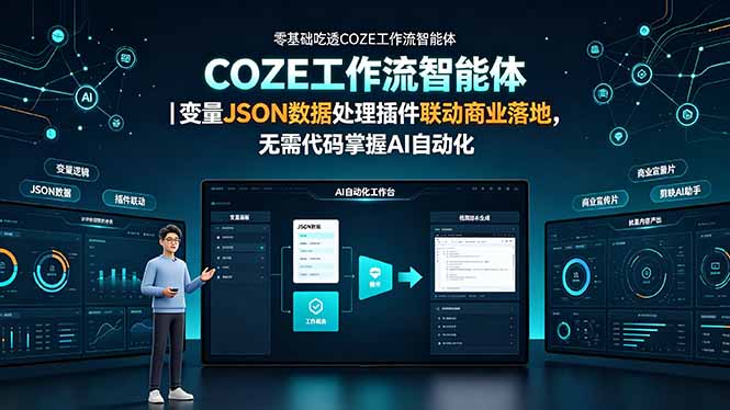 （19243期）零基础吃透COZE工作流智能体｜变量JSON数据处理插件联动商业落地，无需代码掌握AI自动化-靠谱项目库