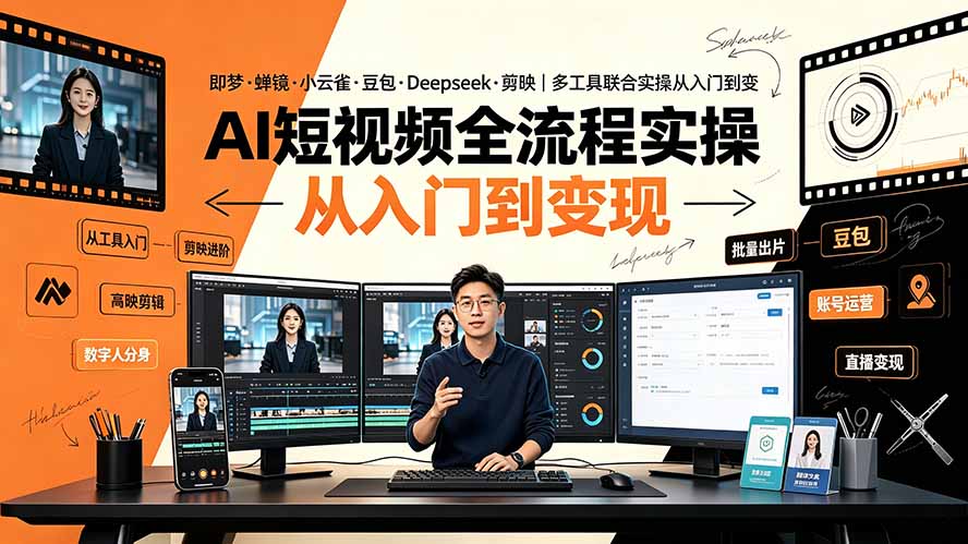 （19250期）AI短视频全流程实操：即梦·蝉镜·小云雀·豆包·Deepseek·剪映｜多工具联合实操从入门到变现-靠谱项目库