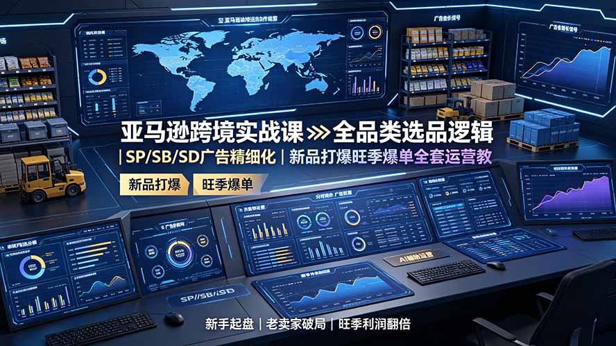 （19352期）亚马逊跨境实战课：全品类选品逻辑｜SP/SB/SD广告精细化｜新品打爆旺季爆单全套运营教程-靠谱项目库