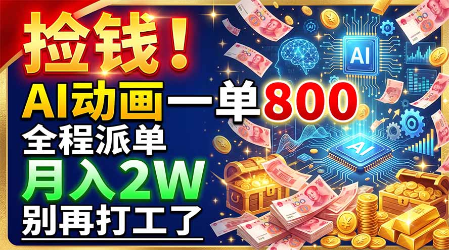 （19330期）捡钱！AI动画一单800，全程派单，月入2W，别再打工了-靠谱项目库