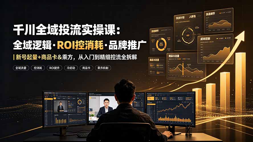 （19249期）千川全域投流实操课：全域逻辑·ROI控消耗·品牌推广｜新号起量+商品卡&乘方，从入门到精细控流全拆解-靠谱项目库