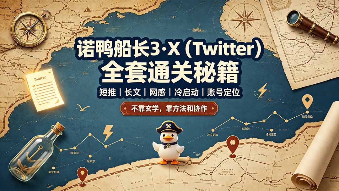 (19215期)诺鸭船长3·X(Twitter)全套通关秘籍,短推、长文、网感、冷启动、账号定位,不靠玄学,靠方法和协作-靠谱项目库