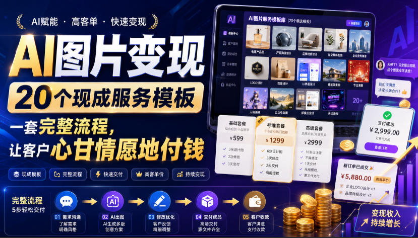 （19395期）AI图片变现，20个现成服务模板，一套完整流程，让客户心甘情愿地付钱【原创双语字幕】-靠谱项目库