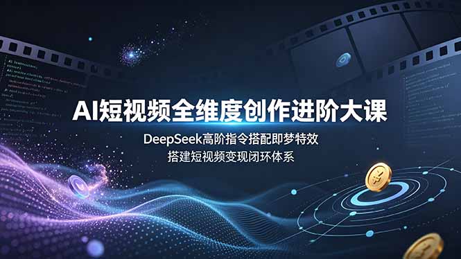 （19153期）AI短视频全维度创作进阶大课，DeepSeek高阶指令搭配即梦特效，搭建短视频变现闭环体系-靠谱项目库
