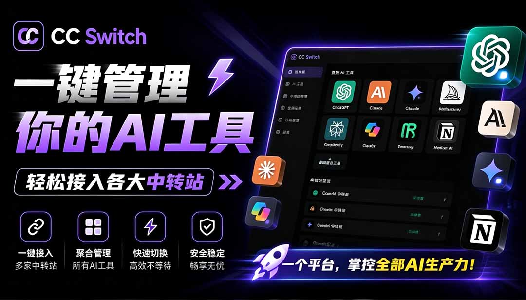 （19335期）一键给Chatgpt、Codex、Claude接入地第三方中转站，CC Switch统一管理你的 AI 编程工具工作流-靠谱项目库