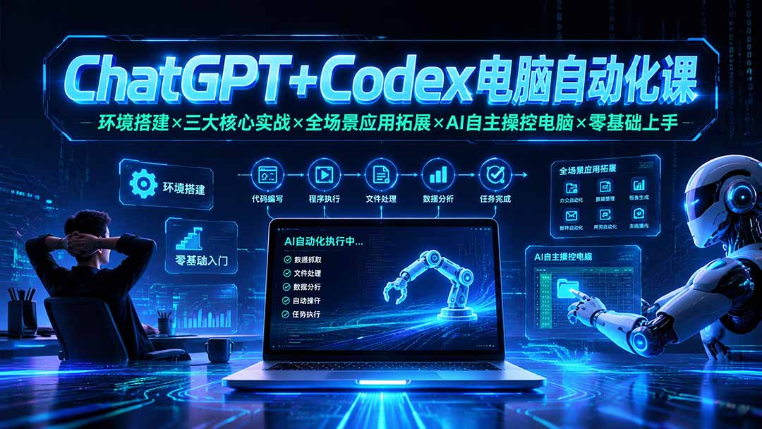 （19583期）ChatGPT+Codex电脑自动化课：环境搭建×三大核心实战×全场景应用拓展×AI自主操控电脑×零基础上手-靠谱项目库