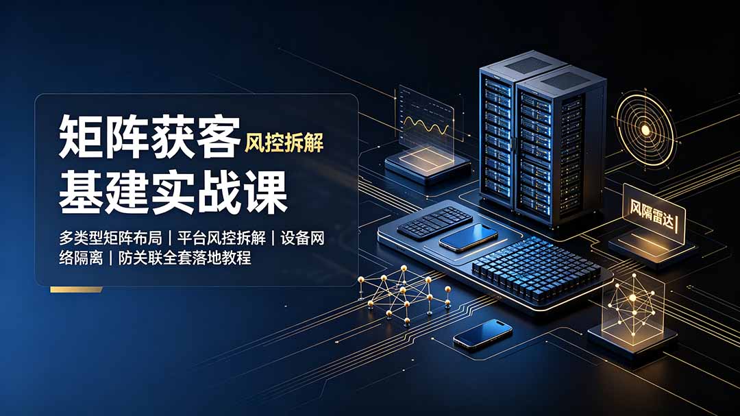 （19319期）矩阵获客基建实战课：多类型矩阵布局｜平台风控拆解｜设备网络隔离｜防关联全套落地教程-靠谱项目库