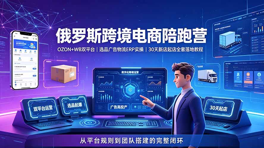 （19371期）2026俄罗斯跨境电商陪跑营：OZON+WB双平台｜选品广告物流ERP实操｜30天新店起店全套落地教程-靠谱项目库