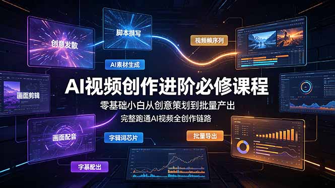 (19159期)AI视频创作进阶必修课程:零基础小白从创意策划到批量产出,完整跑通AI视频全创作链路-靠谱项目库