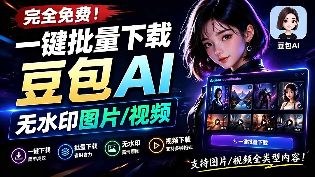 （19355期）Github最新发布！一键批量下载豆包AI无水印图片/视频，简单易用，自动解析提示词，doubao-downloader-靠谱项目库