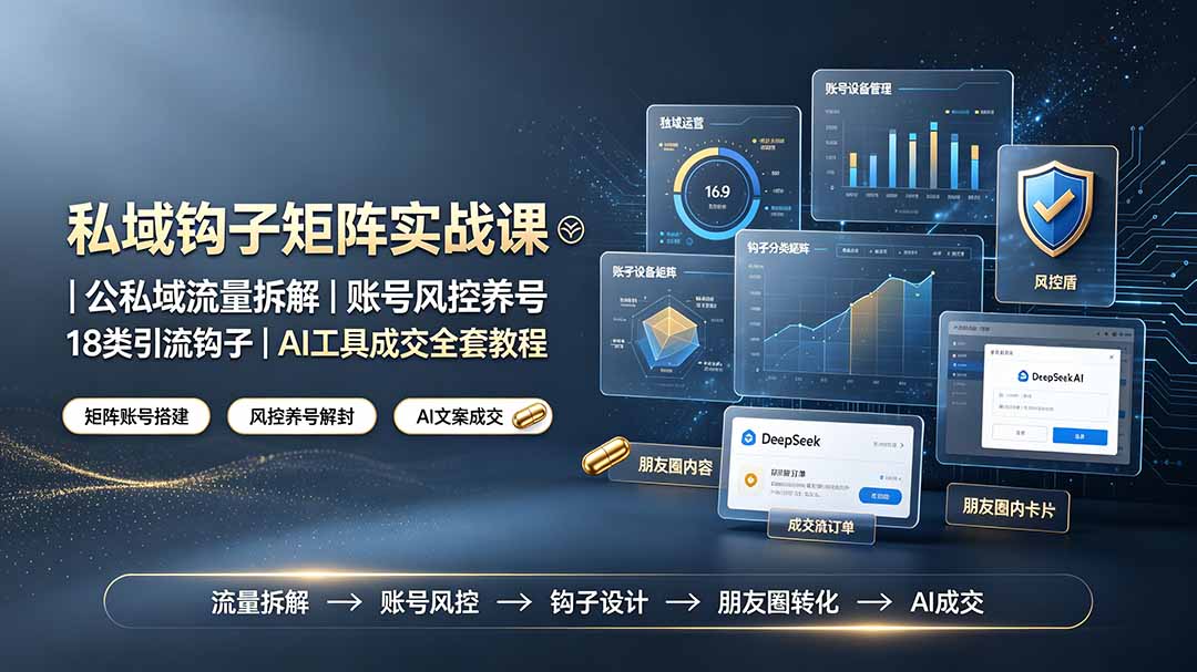 （19321期）私域钩子矩阵实战课〓公私域流量拆解｜账号风控养号｜18类引流钩子｜AI工具成交全套教程-靠谱项目库