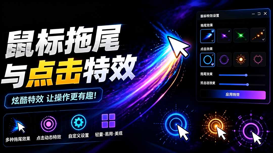 （19356期）Windows特效小工具！一键给你的鼠标添加拖尾与点击动态特效，吾爱出品，免费使用 Mouse Trail-靠谱项目库