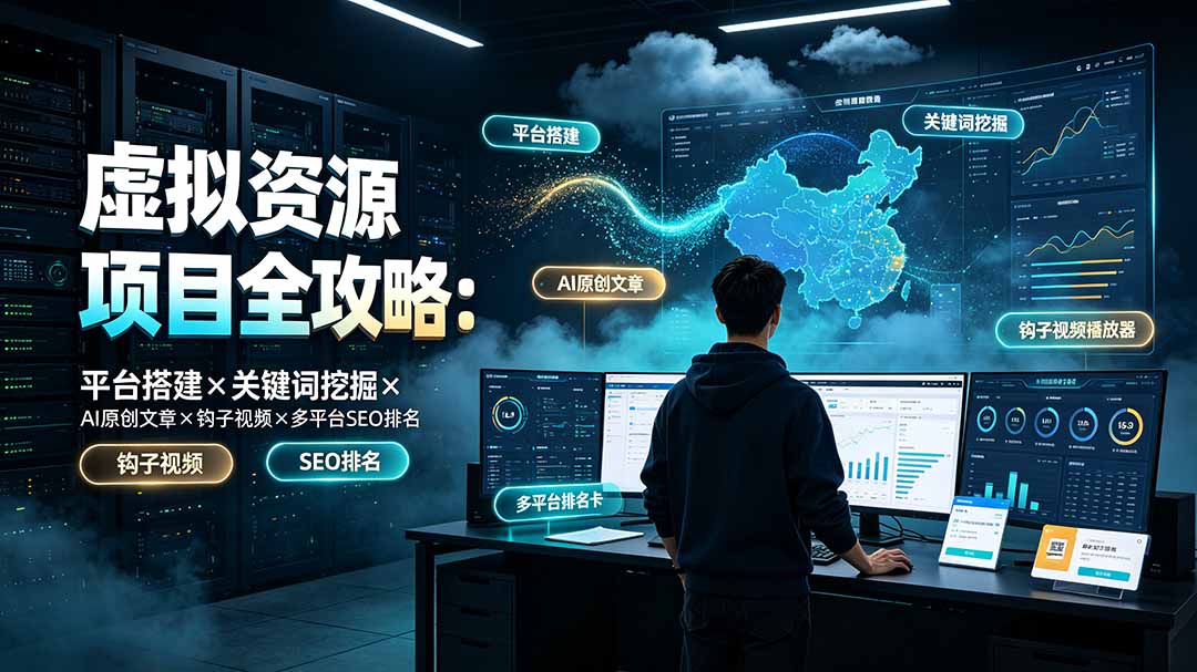 （19322期）虚拟资源项目全攻略：平台搭建×关键词挖掘×AI原创文章×钩子视频×多平台SEO排名-靠谱项目库