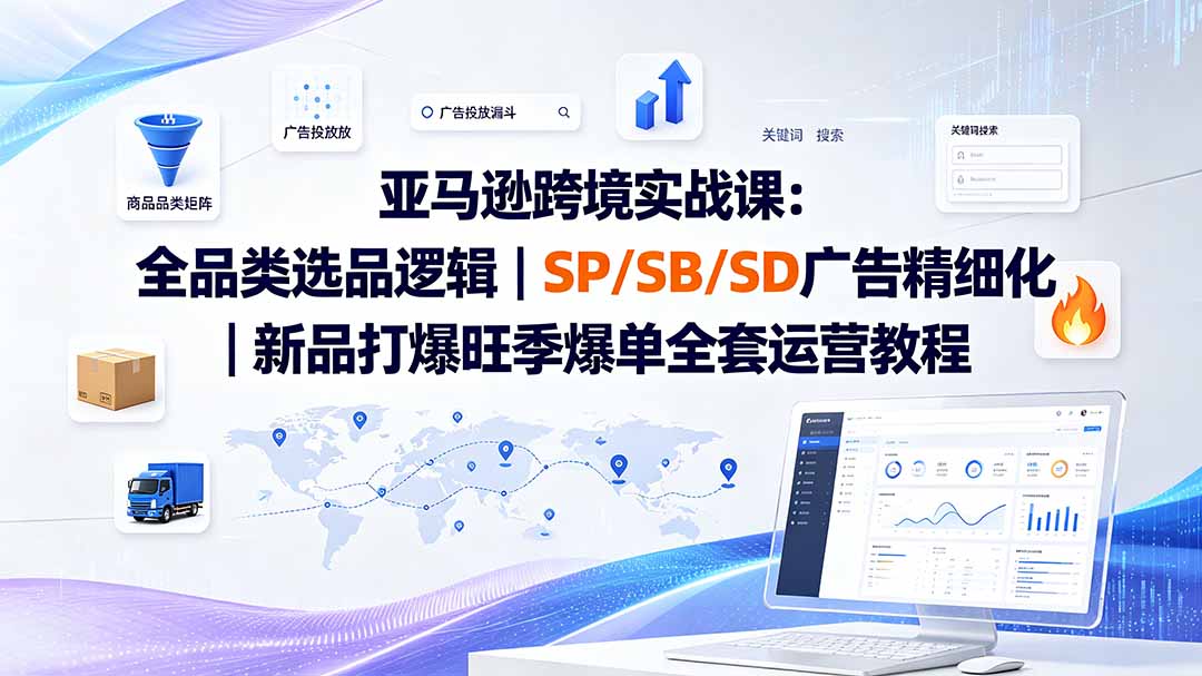 （19563期）亚马逊跨境实战课-更新：全品类选品逻辑｜SP/SB/SD广告精细化｜新品打爆旺季爆单全套运营教程-靠谱项目库