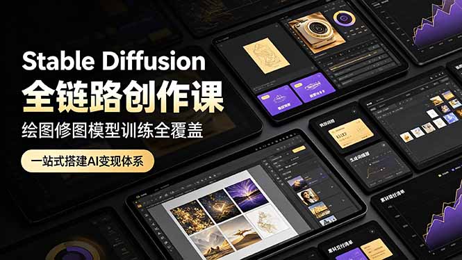 (19154期)Stable Diffusion全链路创作课,绘图修图模型训练全覆盖,一站式搭建AI变现体系-靠谱项目库