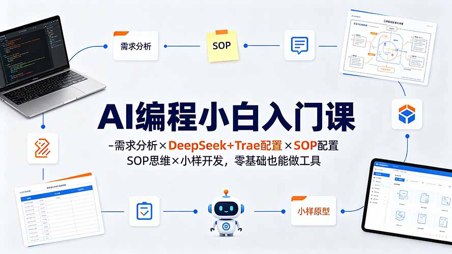 （19539期）AI编程小白入门课-需求分析×DeepSeek+Trae配置×SOP思维×小样开发，零基础也能做工具-靠谱项目库