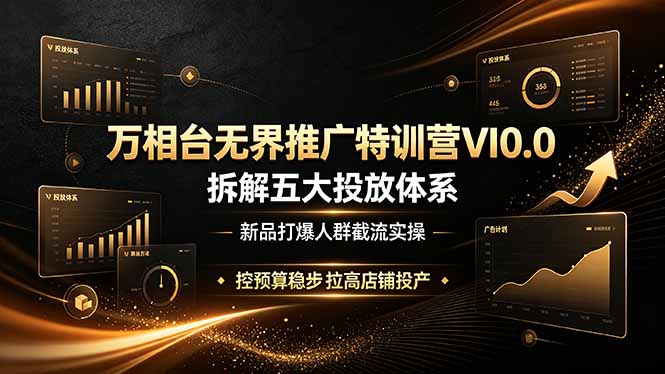 （19184期）万相台无界推广特训营VI0.0，拆解五大投放体系，新品打爆人群截流实操，控预算稳步拉高店铺投产-靠谱项目库