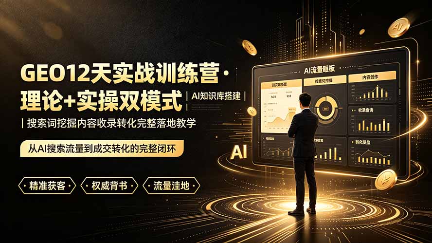 （19277期）GEO12天实战训练营·理论+实操双模式｜AI知识库搭建｜搜索词挖掘内容收录转化完整落地教学-靠谱项目库