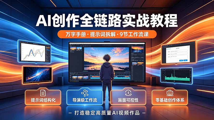 （19247期）AI创作全链路实战教程｜万字手册·提示词拆解·9节工作流课，打造稳定高质量AI视频作品-靠谱项目库