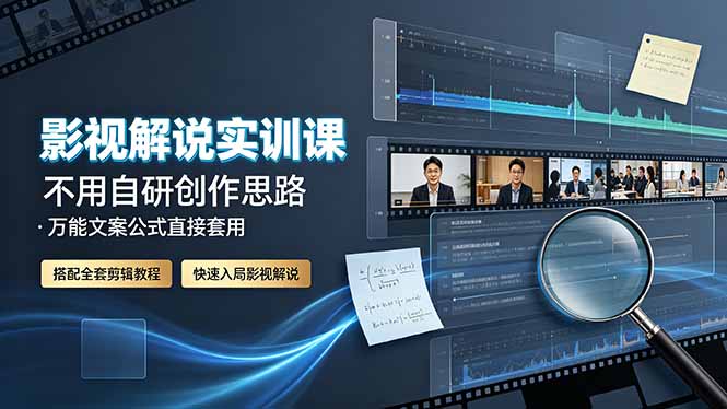 （19183期）影视解说实训课：不用自研创作思路，万能文案公式直接套用，搭配全套剪辑教程，快速入局影视解说-靠谱项目库