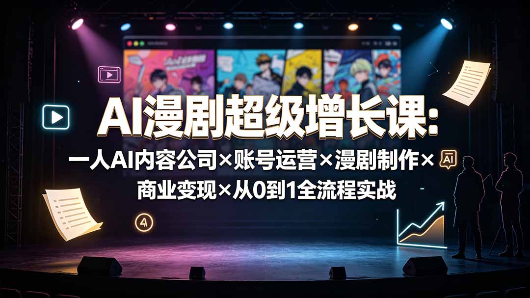 （19553期）AI漫剧超级增长课：一人AI内容公司×账号运营×漫剧制作×商业变现×从0到1全流程实战-靠谱项目库