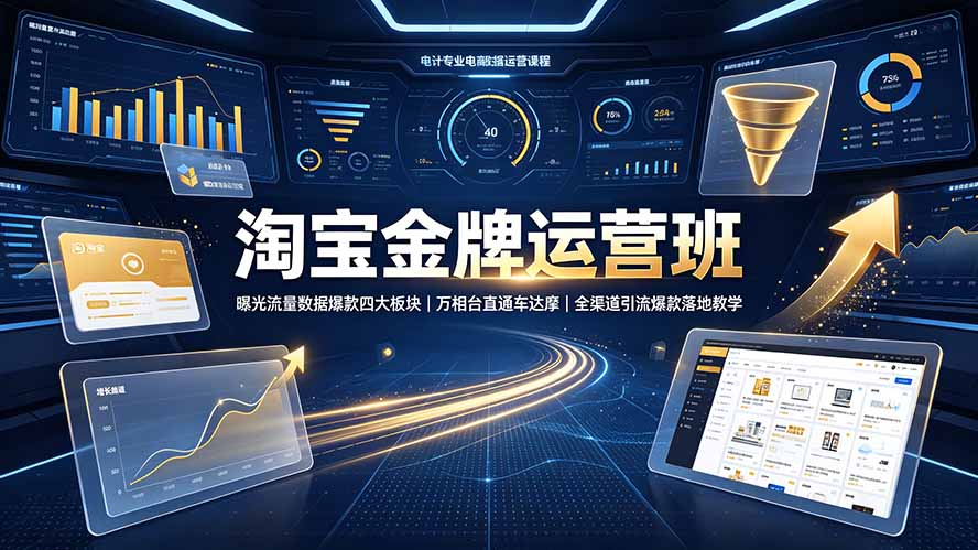 （19434期）淘宝金牌运营班-7月：曝光流量数据爆款四大板块｜万相台直通车达摩｜全渠道引流爆款落地教学-靠谱项目库