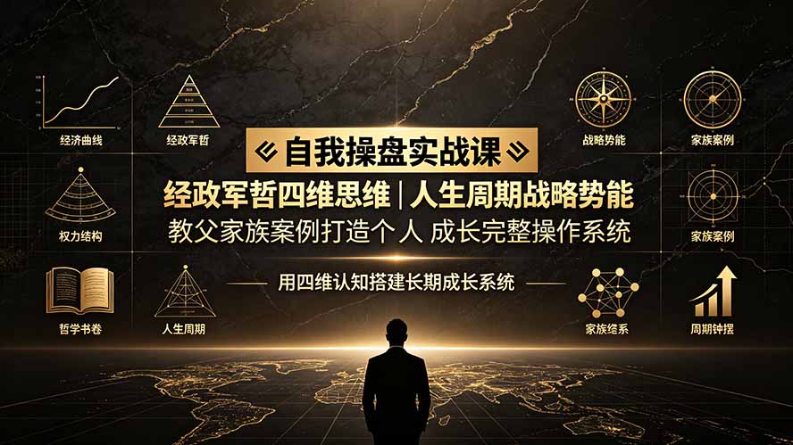 （19398期）自我操盘实战课：经政军哲四维思维｜人生周期战略势能｜教父家族案例打造个人成长完整操作系统-靠谱项目库