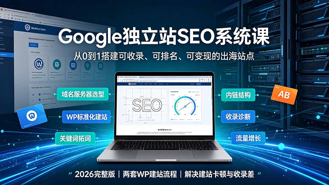 （19426期）Google独立站SEO-7月系统课：出海基建×WordPress建站×AI内容生产×站内外优化×Search Console×AdSense变现-靠谱项目库