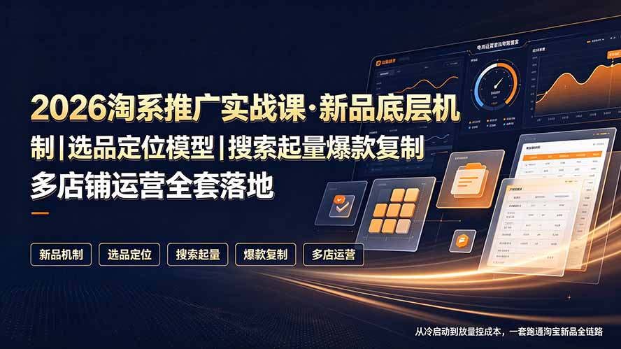 （19272期）2026淘系推广实战课·新品底层机制｜选品定位模型｜搜索起量爆款复制多店铺运营全套落地教程-靠谱项目库